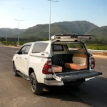 MARKS M7 Sports Canopy installed on Toyota Hilux Revo with open rear cargo area